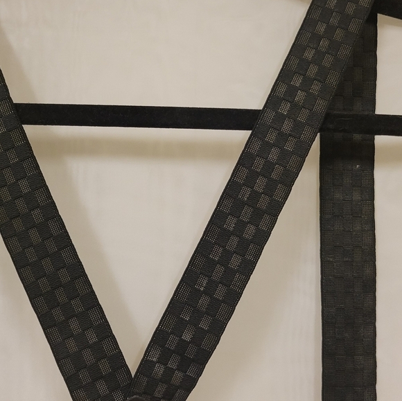 Vintage Pelican USA Black Adjustable Elastic Gold Clip on Checkered Suspenders - Picture 2 of 14